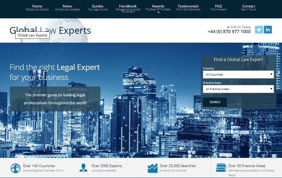 Global Law Experts lists PMCG as Bankruptcy law expert in Portugal.